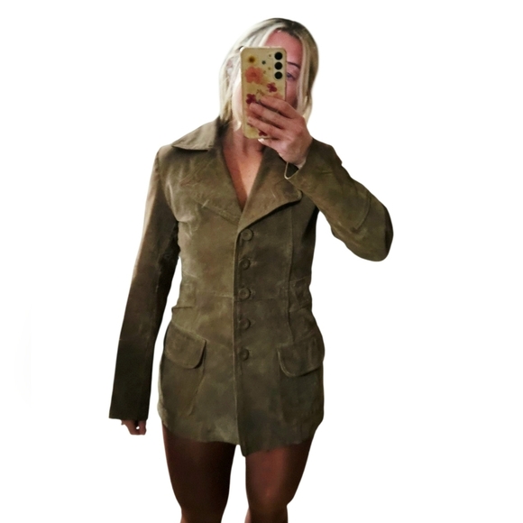 Vintage Y2K RUE 21 100% Genuine Leatger Suede Tailored Jacket. Brown.Size SM - Picture 4 of 16